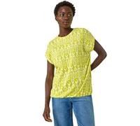 Roman Ikat Print Bubble Hem Top In Lime Lime 14