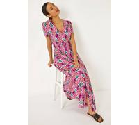 Ikat Print Button Through Maxi Dress Roman Pink 10
