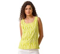 Roman Ikat Print Textured Vest Top In Lime Lime 20