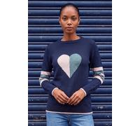 Roman Originals Thick Jumper for Women UK - Ladies Winter Autumn Smart Casual Knit Knitted Knitwear Pull-On Round Crew Neck Long Sleeve Work Office Dinner Party - Navy Sage - Size 14