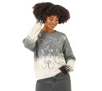 Roman Jacquard Bow Knit Jumper In Grey Grey One Size