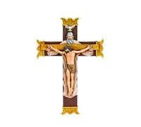Roman Showers Wall Hanging Crucifix Holy Trinity Corpus 7 x 10 Inch Resin Stone