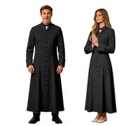 Roman Kassock Unisex Medieval Single Breasted Church Coat | Lapel collar, long sleeves with buttons, the cross motif, comfortable, soft, for prayer, ministrants, festivities