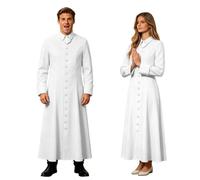 Roman Kassock Unisex Medieval Single Breasted Church Coat | Lapel collar, long sleeves with buttons, the cross motif, comfortable, soft, for prayer, ministrants, festivities