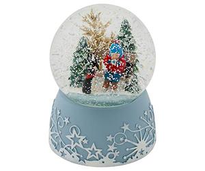 Roman Kid Drinking Hot Cocoa Musical Snowglobe Glitterdome 100mm