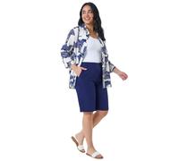 Roman Knee Length Shorts for Women UK - Ladies Cropped Capri Stretch Bengaline Pants Crop Trousers Summer Legging Lounge Essentials Elasticated Casual Clothes