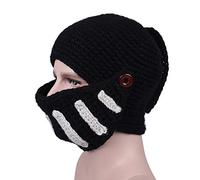 Roman Knight HelmetWinter Warm Hat Visor Crochet Knit Beanie Mask Set Handmade Earflap Ski Hat Gladiator Cap Adult Kids