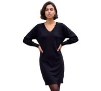 Roman Knitted Jumper Dress for Women UK Ladies Knit Knitwear Autumn Winter Casual Smart Pull On Work Long Sleeves Slouch Relaxed Flattering Over Knee Length V Neck - Black - Size 12