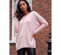 Roman Knitted Lace Back V Neck Poncho Pink Mix