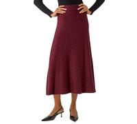 Roman Originals Knitted Skirt for Women UK Ladies Midi Maxi Full Length Winter Autumn A-Line Swing Pull On Smart Casual Work Office Elasticated Waist Flattering Knit Knitwear - Bordeaux - Size 14