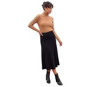 Roman Originals Knitted Skirt for Women UK Ladies Midi Maxi Full Length Winter Autumn A-Line Swing Pull On Smart Casual Work Office Elasticated Waist Flattering Knit Knitwear - Black - Size 16