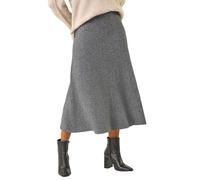 Roman Knitted Skirt for Women UK Ladies Midi Maxi Full Length Winter Autumn A-Line Swing Pull On Smart Casual Work Office Elasticated Waist Flattering Knit Knitwear - Grey - Size 18