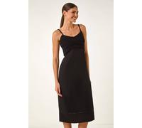 Roman Lace Panel Strappy Midi Dress In Black Black 20