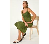 Roman Women's Lace Panel Strappy Midi Dress in Khaki | Size: 20 Roman Khaki 20