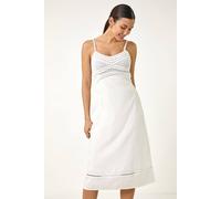 Roman Women's Lace Panel Strappy Midi Dress in White | Size: 20 Roman White 20