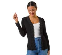 Roman Lace Trim Knit Cardigan In Black Black 20