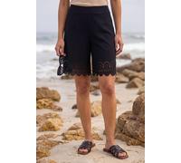 Roman Laser Cut Hem Shorts In Black Black