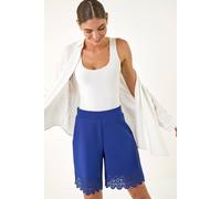 Roman Laser Cut Hem Shorts In Royal Royal