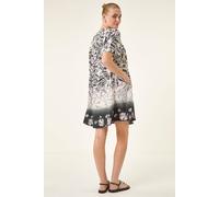 Roman Leaf Border Print Pintuck Dress Multi 18