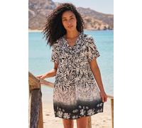 Roman Leaf Border Print Pintuck Dress Multi