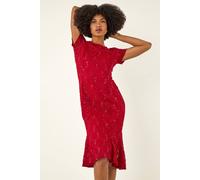 Roman Leaf Lace Sequin Midi Dress In Red Red 20