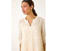 Leaf Print Burnout Wrap Tunic Top Roman Ivory 12