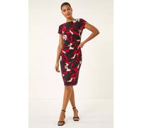 Roman Leaf Print Gathered Shift Dress Multi
