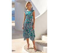 Roman Women's Leaf Print Hanky Hem Maxi Dress in Emerald | Size: 12 Roman Emerald 12