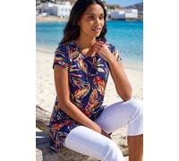 Roman Women's Leaf Print Hanky Hem Tunic Top in Navy | Size: 10 Roman Navy 10