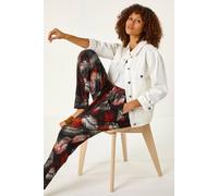 Roman Originals Harem Trousers for Women UK Ladies Aladdin Ali Baba Jersey Stretch Pants Low Crotch Peg Pull On Office Casual Work Interview Tapered Narrow Boho Baggy Silky - Leaf Rust - Size 10