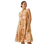 Roman Leaf Print Lace Detail Smock Dress In Peach Peach 10