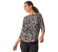 Roman Leaf Print Plisse Top In Stone Stone 16