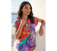 Roman Short Sleeve Shirt for Women UK Ladies Tunic Top Summer Blouse Casual Smat T-Shirt Spring Work Cocktail Party Going Out Special Occassion Holiday V-Neck - Leaf Turquoise - Size 12
