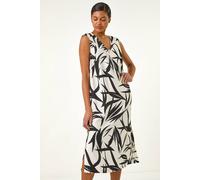 Roman Originals Wave Zip Front Midi Shift Dress for Women UK - Ladies Everyday Holiday Spring Summer V-Neckline Comfy Soft Evening Vacation Work Party - Black - Size 18