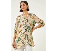 Roman Leaf Wrap Hem Tunic Top In Green Green