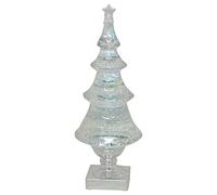 Roman LED Light-up Glitter Holiday X-mas Tree, Acrylic, Silver and Clear, 14" Tall