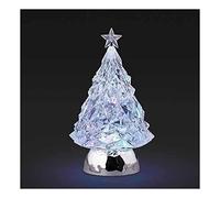 Roman LED Swirl Tricolor Christmas Tree with Star and Silver Base Figurine, 9.25-inch Height, Christmas Decoration