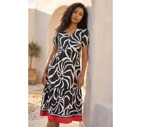 Roman Linear Border Shirt Dress In Black Black