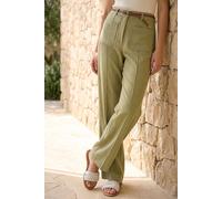 Roman Women's Linen Blend Belted Trouser in Khaki | Size: 16 Roman Khaki 16