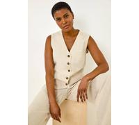 Roman Linen Blend Button Through Waistcoat In Natural Natural 12
