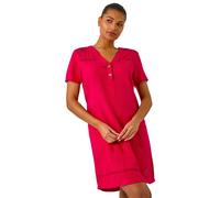Roman Linen Mix Button Shift Dress In Red Red 16