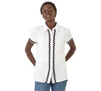 Roman Linen Mix Ric Rac Trim Button Shirt In Ivory Ivory 10