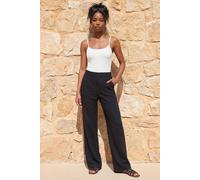 Roman Women's Linen Mix Wide Leg Trousers in Black | Size: 10 Roman Black 10