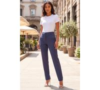 Roman Originals Work Trousers for Women UK Ladies Office Smart Stretch Suit Pants Slacks Cigarette Straight Leg Tailored High Elasticated Waist Ankle Grazer Slim - Long Dark Grey (31 inch) - Size 8