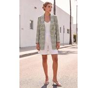 Roman Longline Checkered Boucle Jacket In Black Black