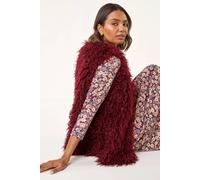 Roman Longline Faux Fur Gilet In Burgundy Burgundy L