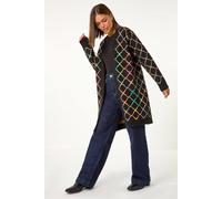 Roman Originals Women Cardigan - Ladies Longline Coatigan Tassel Open Front Cardi Winter Autumn Casual Textured Edge to Edge Yarn Patterned Comfy Work Going Out - Multi - Size 12