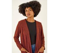 Roman Originals Longline Hooded Cardigan for Women UK - Ladies Everyday Autumn Winter Comfy Soft Evening Vacation Work Party Night Out - Rust - Size 12