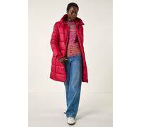 Roman Originals Padded Coat for Women UK - Ladies Longline Puffer Winter Quilted Parka Waterproof Rainproof Wind Resistant Thermal Jacket Long Length Warm Zip Hood Puffa Cosy - Red - Size 14