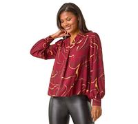 Roman Marble Foil V-Neck Top In Red Red 12